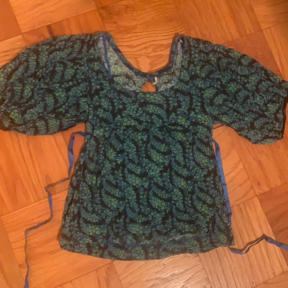 Free people blue black and green peplum